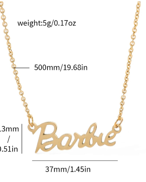 She So Elegant Barbie Script Necklace