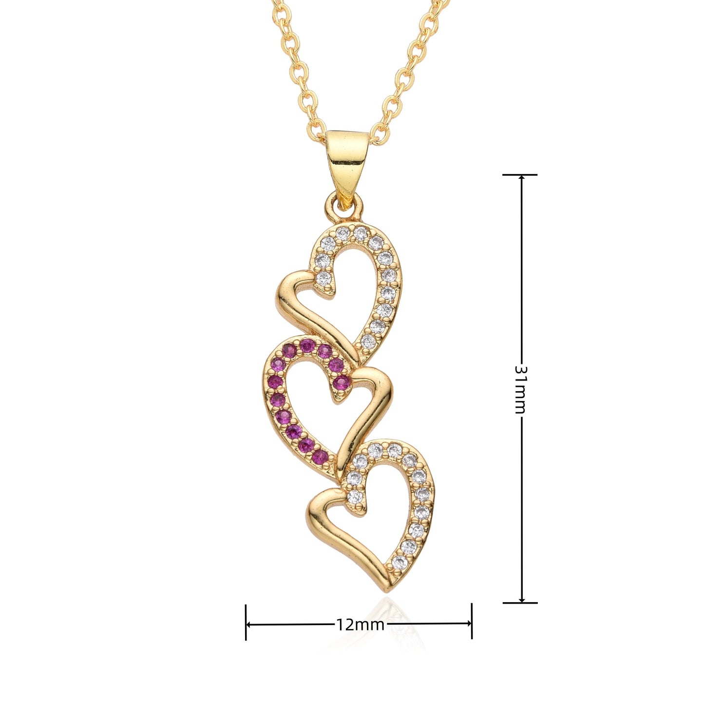 Triple The Love Heart Charm Pendant