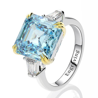 Classically Irresitible Moissanite Blue Diamond Cocktail Ring