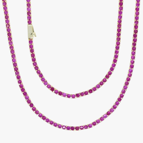 Love You Deeply Rose Pink Sapphire Tennis Necklace