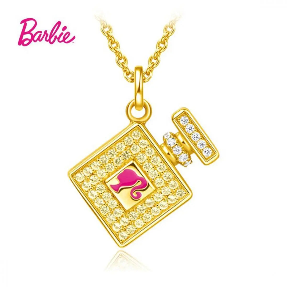 Barbiecore Perfume Bottle Pendant with Barbie Silhouette