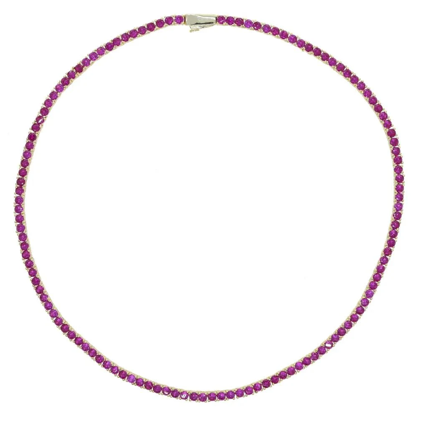Love You Deeply Rose Pink Sapphire Tennis Necklace
