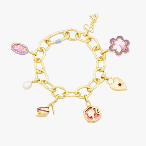 Gold Plated Barbie Charm Bracelet - Elegant 14K Fashion Jewelry for Girls