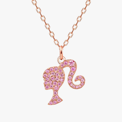 Barbiecore Silhouette Pink Sapphire Pendant Necklace