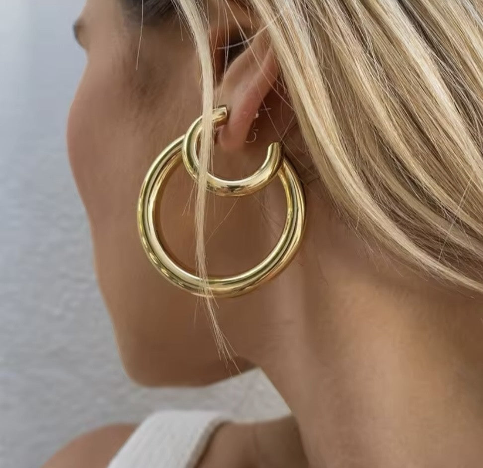 Simply Striking Statement Hoops in Gold