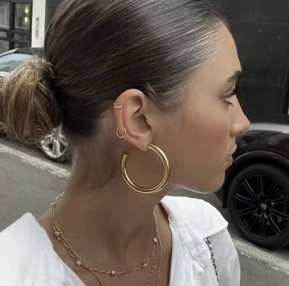 Simply Striking Statement Hoops in Gold